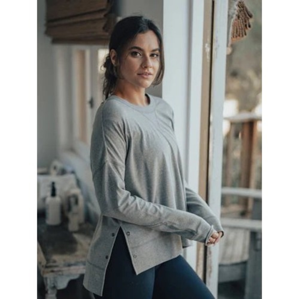 The Normal Brand Women's Puremeso Fleece Splitside Pullover - Heather Grey
